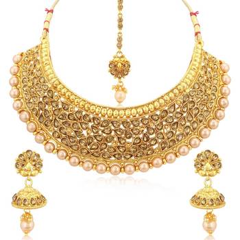 Gold pearl necklace-sets 1