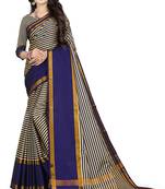Cream printed polycotton saree with blouse