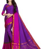 Violet printed polycotton saree with blouse