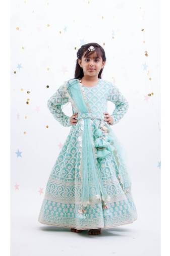 Blue Luckhnawi Anarkali