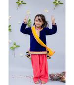 Blue Velvet Kurti with Salwar