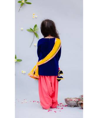 Blue Velvet Kurti with Salwar 2