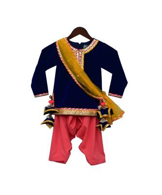 Blue Velvet Kurti with Salwar 3