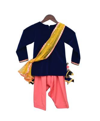 Blue Velvet Kurti with Salwar 4