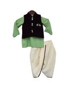 Black Plain Velvet With Green Kurta Set