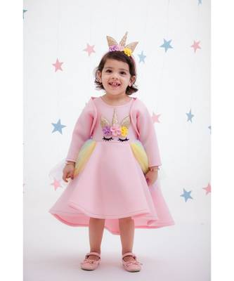 Baby Pink Embroidered frock with Jacket 2