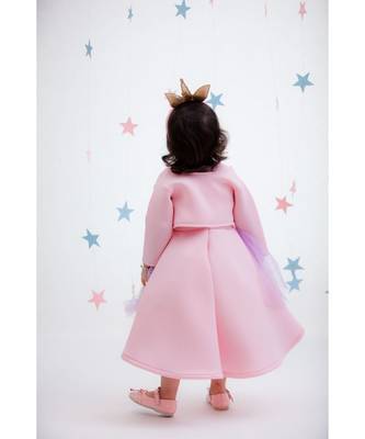 Baby Pink Embroidered frock with Jacket 3