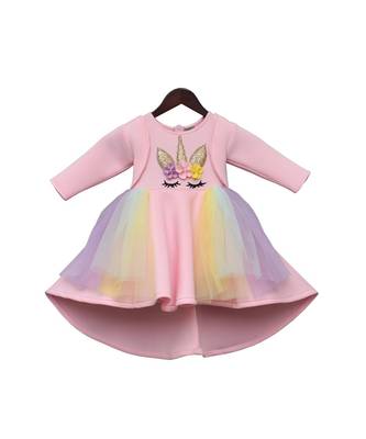 Baby Pink Embroidered frock with Jacket 1