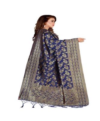 Blue Color jacquard Banarasi silk Dupatta 1