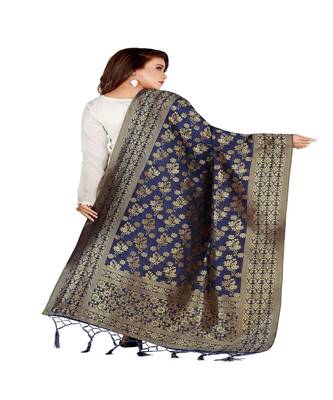 Blue Color jacquard Banarasi silk Dupatta 2