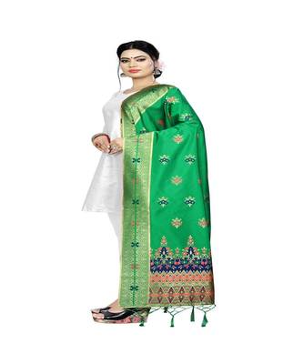 Light Green Color jacquard Banarasi silk Dupatta 1