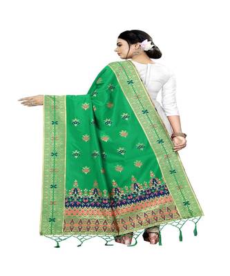 Light Green Color jacquard Banarasi silk Dupatta 2