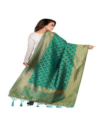 Green Color jacquard Banarasi silk Dupatta 2