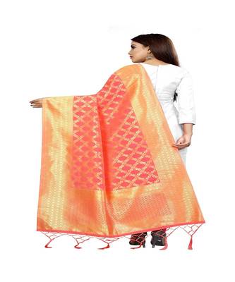Peach Color jacquard Banarasi silk Dupatta 2