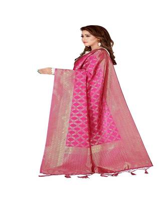 Pink Color jacquard Banarasi silk Dupatta 1