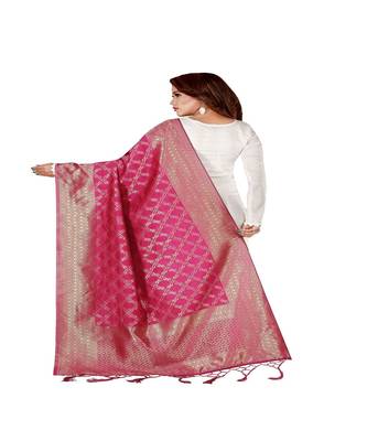 Pink Color jacquard Banarasi silk Dupatta 2