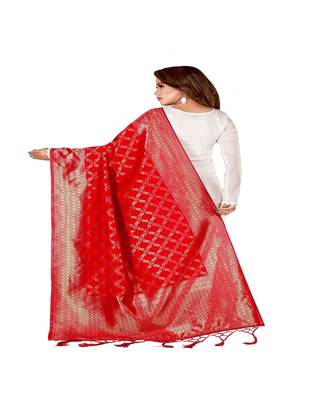 Red Color jacquard Banarasi silk Dupatta 2