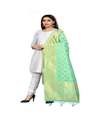 Sea Green Color jacquard Banarasi silk Dupatta 1