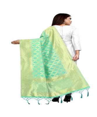 Sea Green Color jacquard Banarasi silk Dupatta 2