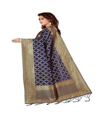 Blue Color jacquard Banarasi silk Dupatta 1