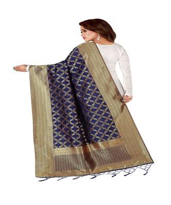 Blue Color jacquard Banarasi silk Dupatta 2