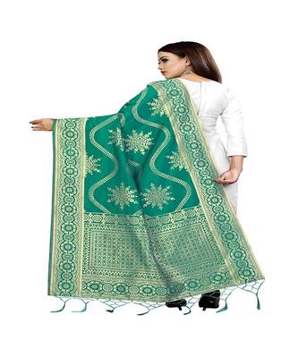 Green Color jacquard Banarasi silk Dupatta 2