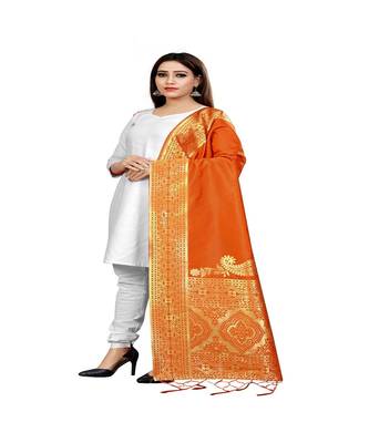 orange Color jacquard Banarasi silk Dupatta 1