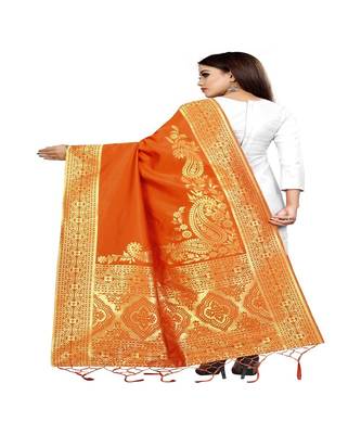 orange Color jacquard Banarasi silk Dupatta 2