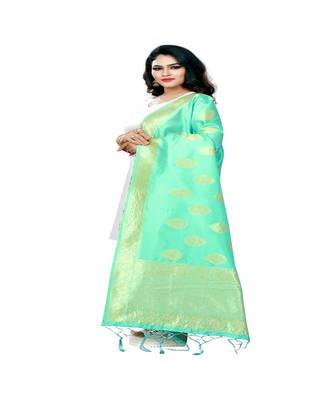 Green Color jacquard Banarasi silk Dupatta 1