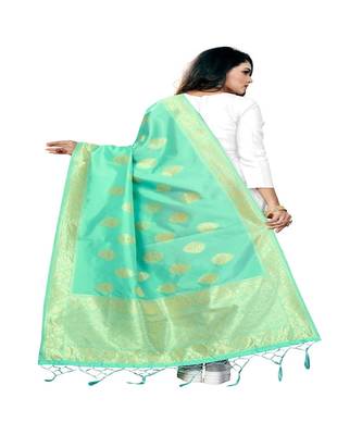 Green Color jacquard Banarasi silk Dupatta 2