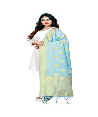 Light Blur Color jacquard Banarasi silk Dupatta 1