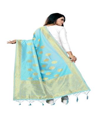 Light Blur Color jacquard Banarasi silk Dupatta 2