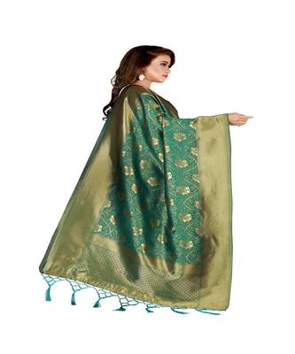 Green Color jacquard Banarasi silk Dupatta 1