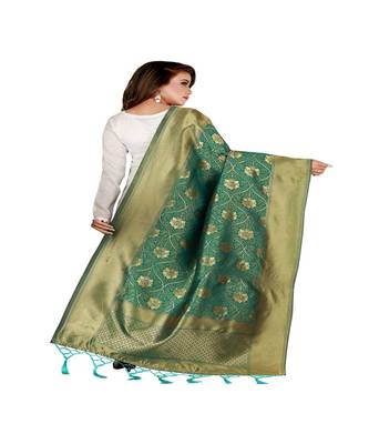 Green Color jacquard Banarasi silk Dupatta 2