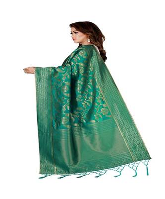 Green Color jacquard Banarasi silk Dupatta 1