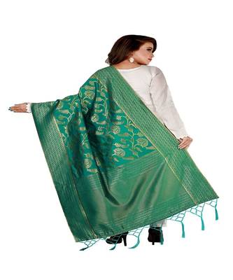 Green Color jacquard Banarasi silk Dupatta 2