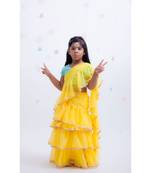 Yellow Embroidered Fusion Saree