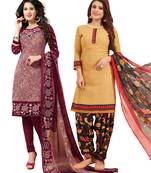 Multicolor Printed Synthetic Unstitched Salwar Set 2 With Dupatta