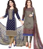 Multicolor Printed Synthetic Unstitched Salwar Set 2 With Dupatta