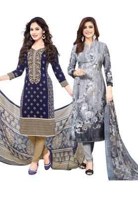 Multicolor Printed Synthetic Unstitched Salwar Set 2 With Dupatta 1