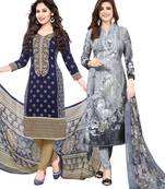 Multicolor Printed Synthetic Unstitched Salwar Set 2 With Dupatta