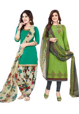 Multicolor Printed Synthetic Unstitched Salwar Set 2 With Dupatta 1