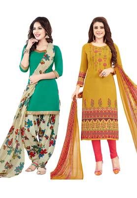 Multicolor Printed Synthetic Unstitched Salwar Set 2 With Dupatta 1