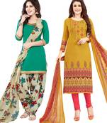 Multicolor Printed Synthetic Unstitched Salwar Set 2 With Dupatta