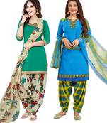 Multicolor Printed Synthetic Unstitched Salwar Set 2 With Dupatta
