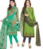 Multicolor Printed Synthetic Unstitched Salwar Set 2 With Dupatta