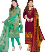 Multicolor Printed Synthetic Unstitched Salwar Set 2 With Dupatta
