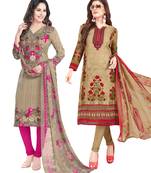 Multicolor Printed Synthetic Unstitched Salwar Set 2 With Dupatta
