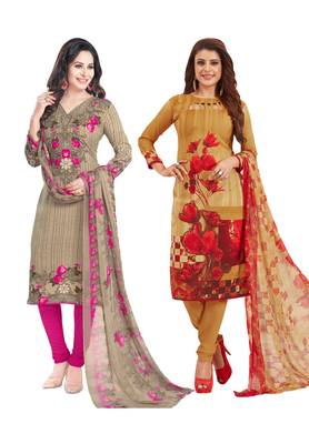 Multicolor Printed Synthetic Unstitched Salwar Set 2 With Dupatta 1