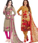 Multicolor Printed Synthetic Unstitched Salwar Set 2 With Dupatta